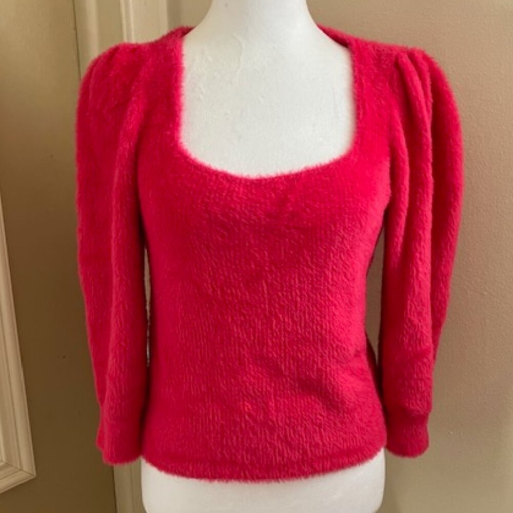 Free People Hot Pink Fuzzy Eyelash Sweater